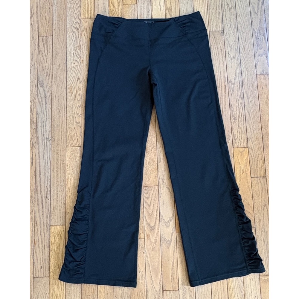 Athleta Yoga Pants XL Wide Leg Flare Black Ruched Bootcut Leggings Gorpcore